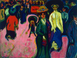 通り、ドレスデン (ドイツ)。 Ernst Ludwig Kirchner（1880-1938）による絵画、キャンバスに油彩 作： Ernst Ludwig Kirchner