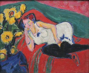 白いシャツを着た休息中の女性 作： Ernst Ludwig Kirchner