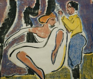 ロシアのカップルダンス; Russisches Tanzerpaar、1909 作： Ernst Ludwig Kirchner