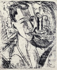 タバコを持つ自画像 作： Ernst Ludwig Kirchner
