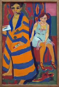 モデルを使った自画像。エルンスト・ルートヴィヒ・キルヒナー（1880-1938）の絵画、油彩、キャンバス 作： Ernst Ludwig Kirchner