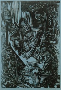 死の踊りの自画像、1917 作： Ernst Ludwig Kirchner