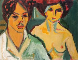 モデルとの自画像、1905 作： Ernst Ludwig Kirchner