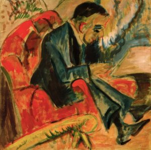 公園のベンチに座っている男 作： Ernst Ludwig Kirchner