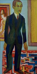 立っている画家。自画像 作： Ernst Ludwig Kirchner