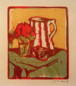 水差しと花のある静物 作： Ernst Ludwig Kirchner