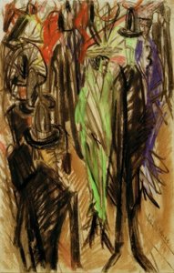 緑の女性とのストリートシーン 作： Ernst Ludwig Kirchner