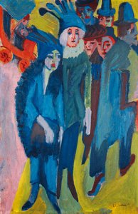 ストリートシーン; Strassenszene、1913 作： Ernst Ludwig Kirchner