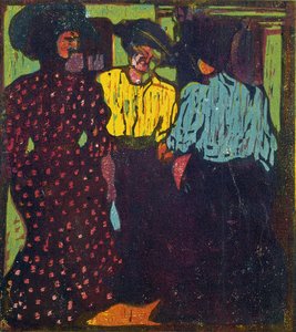 3人の女性が話す、1907 作： Ernst Ludwig Kirchner