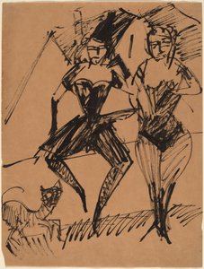 猫と二人のダンサー 作： Ernst Ludwig Kirchner