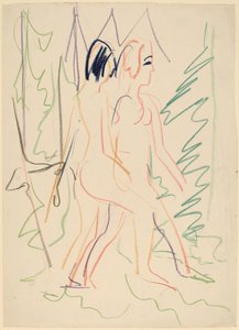 森の中の 2 つのヌード 作： Ernst Ludwig Kirchner