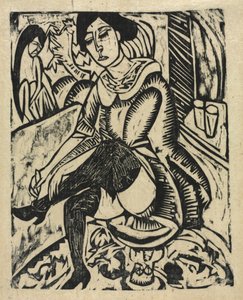 靴を履く女性 作： Ernst Ludwig Kirchner