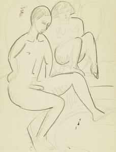 バスルームで若いカップル 作： Ernst Ludwig Kirchner