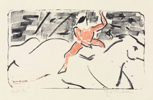 白馬に乗ったサーカスの騎手（ジョッキー） 作： Ernst Ludwig Kirchner