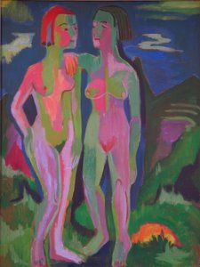 風景の中の2つの女性ヌード 作： Ernst Ludwig Kirchner