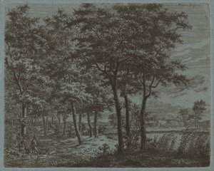 薪を運ぶ農民のいる風景、c。 1800年。 作： Ernst Willem Jan Bagelaar