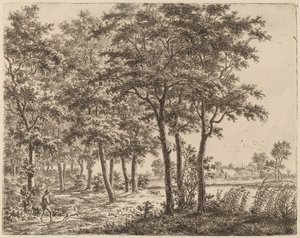薪を運ぶ農民のいる風景、c。 1800年。