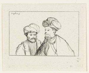 ターバンを巻いた 2 人の男性の肖像画 作： Ernst Willem Jan Bagelaar