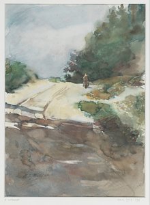 樹木が茂った風景の中の未舗装の道路 作： Ernst Witkamp