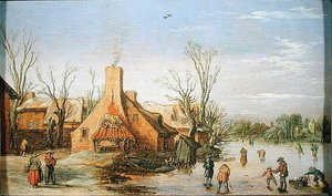 冬の村」1623年（油彩・パネル） 作： Esaias I van de Velde