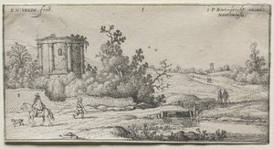風景: ローマ神殿の遺跡のある風景 作： Esaias van de Velde