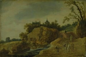 城のある岩の風景 作： Esaias van de Velde
