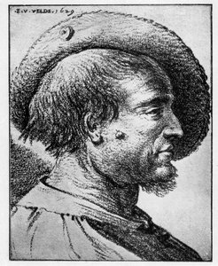 男性の頭の研究、17世紀。 作： Esaias van de Velde