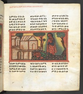 または。 607 f005r、「長良マリアム」より聖母マリアの生涯の一場面 作： Ethiopian School