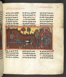 または。 607 f043r、「長良マリアム」より聖母マリアの生涯の一場面 作： Ethiopian School