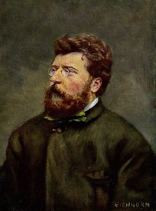 音楽。フランスの作曲家ジョルジュ・ビゼー。ジョルジュ・ビゼーのイラスト、オーストリア、1900年頃（絵葉書） 作： Etienne (after) Carjat