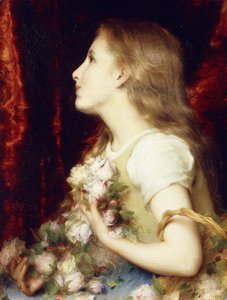 花のかごを持つ少女 作： Etienne Adolphe Piot