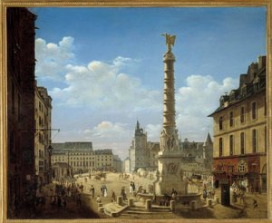 La place et la fontaine du Chatelet エティエンヌ・ブーショット（1780-1862）による絵画 1810年 日：0.81x0.99 m パリ、カルナヴァレ美術館 作： Etienne Bouhot