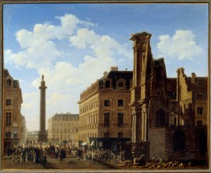 ヴァンドーム広場とカスティリオーネ通り、リーフィー教会の跡。エティエンヌ・ブーショット（1780-1862）作画 1808年 日。0.81x0.99 m パリ、カルナヴァレ美術館 作： Etienne Bouhot