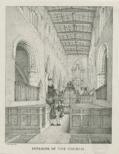 タムワース教会の内部：リトグラフ、nd [1796-1865]