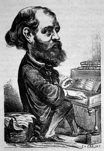 シャルル・グノー（1818～1893）、フランスの作曲家、エティエンヌ・カルジャによる風刺画。 作： Etienne Carjat