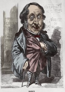 Gioachino (Gioacchino) Rossini (1792-1868)の肖像、Etienne Carjatによる風刺画 - Etienne Carjat (1928-1906)、Nadarの後、1856年12月21日にDiorogeneのためにロッシーニが描いた肖像画の担当者 作： Etienne Carjat
