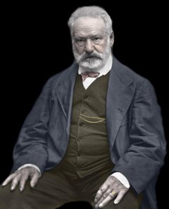 フランスの作家・詩人、ヴィクトル・ユーゴー（1802-1885）の肖像、エティエンヌ・カルジャ（1828-1906）の写真に着色 - Victor Hugo (1802-1885).イギリスの作家・詩人、1870年頃。カラー写真。 作： Etienne Carjat