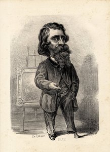 flying leaf - Etienne Carjat (1826-1906)によるイラスト。アート - 画家 アーティスト, ディアス・ナルシス・ディアス・デ・ラ・ペーニャ (1807-1876) 作： Etienne Carjat