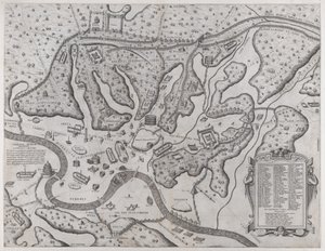 ローマの素晴らしさの鏡: 西から見た古代ローマとその丘、1573., 1573. 作： Etienne Duperac