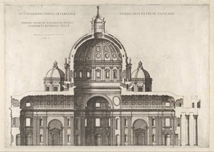 壮大なローマのガラス：サイの内部を示す縦断面図...、1551、1558-61。 作： Etienne Duperac