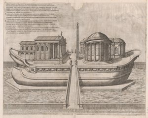 ローマの壮大さの鏡: テベレ島の寺院、1582., 1582. 作： Etienne Duperac