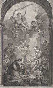 パリのファウンドリングのチャペル: マギ・ガスパールとメルキオールがEを崇拝., 1752. 作： Etienne Fessard