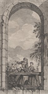 パリのファウンドリングのチャペル: キリスト降誕の場面を見る修道女と少年,..., 1757. 作： Etienne Fessard