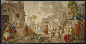 ビレッジフェスティバルの屋外市場、1755-89年 作： Étienne Jeaurat
