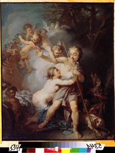 「ヴィーナスとアドニス」（ヴィーナスとアドニス） エティエンヌ・ジェウラット作（1699-1789） 1750年頃 モスクワ、プーシキン美術館 作： Étienne Jeaurat