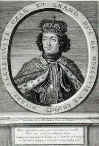 ピョートル1世（1672-1725）（エングレービング） 作： Etienne Jehandier Desrochers