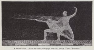 剣を突き刺す動作を示すクロノフォトグラフ（彫刻 作： Etienne Jules Marey