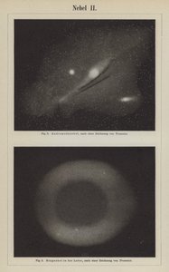 琴座のアンドロメダ星雲と環状星雲の眺め（彫刻作品 作： Étienne Léopold Trouvelot