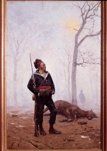 1876年の海兵隊の兵士 エティエンヌ・ベルヌ・ベルクール（1838-1910）の絵 作： Etienne Prosper Berne Bellecour