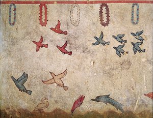 鳥の飛翔（紀元前530年、フレスコ画の細部